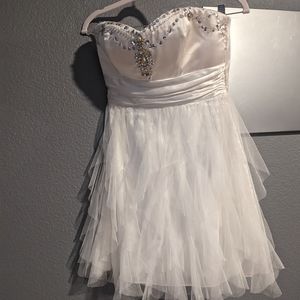 Sequin hearts white beaded dress.